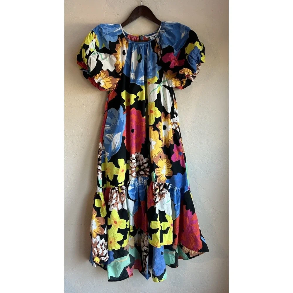 Christopher John Rogers Target Floral Puff Sleeve Hi Lo Dress XS Resort Ruffle - Picture 2 of 9